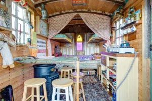 An image of our avon wagon showcasing the living space and also beds. Dalby Forest, North Yorkshire.