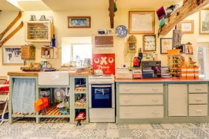 An image of the kitchen space in our property based in Dalby Forest, North Yorkshire. Ideal space for families in this beautiful holiday cottage.