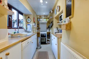 An image of the kitchen in our family holiday cottage in Scarborough, North Yorkshire.