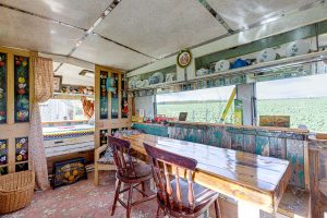 An interior photo of our portmaster wagon based on our farm. Our glamping wagon in Dalby Forest, North Yorkshire.