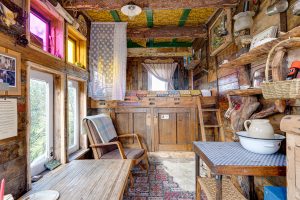 Another interior image showcasing the sleeping and sitting area in our oxo wagon in Dalby Forest, North Yorkshire.