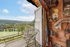 An image from the inside showing the private views from our Avon Wagon, based in Dalby Forest, North Yorkshire.