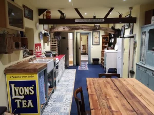 An image of the dining and cooking area in our family holiday cottage in Dalby Forest, North Yorkshire.